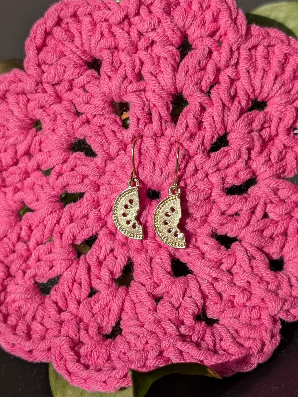 gold toned watermelon slice earrings